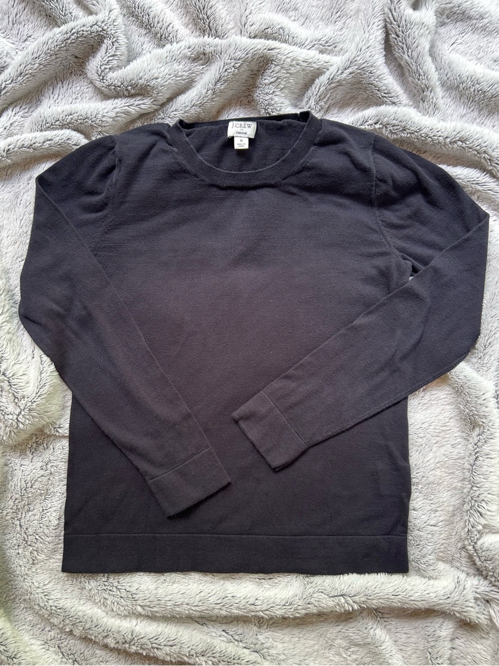 J. Crew Teddie Black Crewneck Sweater